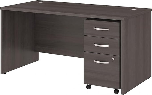 BUSH BUSINESS FURNITURE STC014SG Desk and File, 60W x 30D, Storm Gray