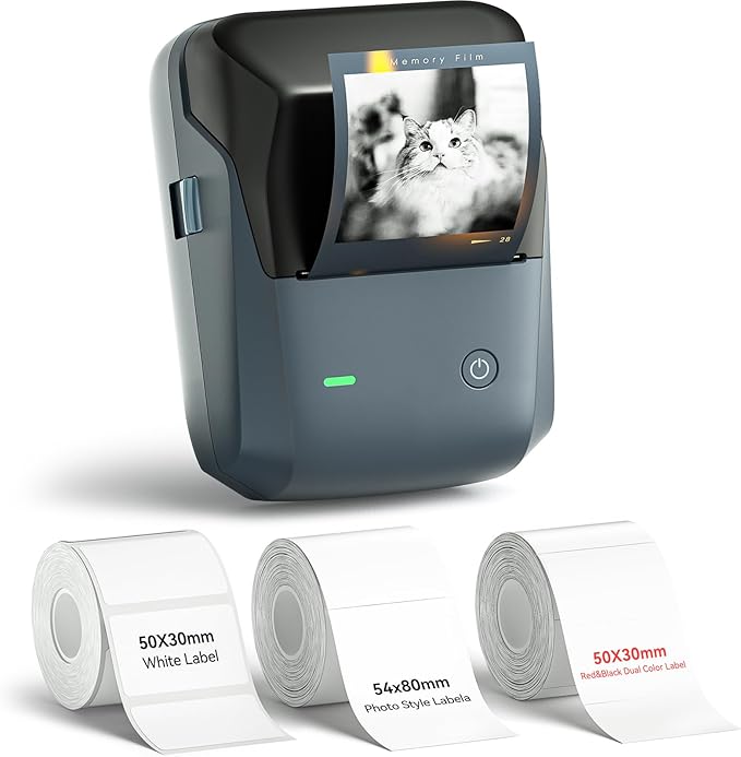 NIIMBOT B1 Pro Label Maker with 3 Roll Labels, 300 DPI HD Bluetooth Thermal Label Printer for Home Office Small Business Organization, for DIY Crafts, Scrapbook, Photos, Meomo