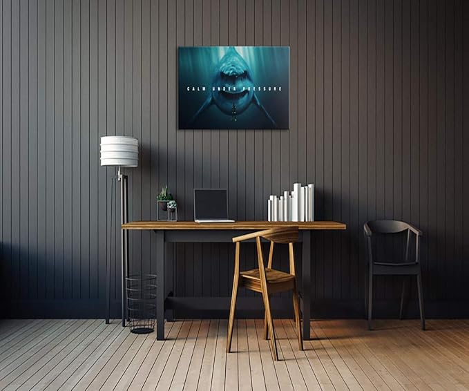 Inspirational Wall Art Office Quotes Calm Under Pressure Motivational Canvas Prints Hanging Poster with Wood Frames HD Oil Painting Artwork Stretched Gallery Wrap for Room Home Decor-24''Wx18''H