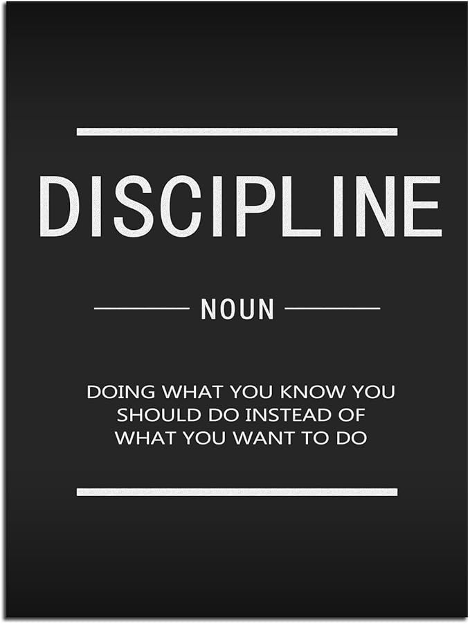 Discipline Inspirational Painting Poster Canvas Wall Art Print Artwork Inspiring Wall Street Entrepreneur Proverb Inspiration Picture Office Decoration Gym Bedroom Frame Ready to Hang[18" W x 24" H]