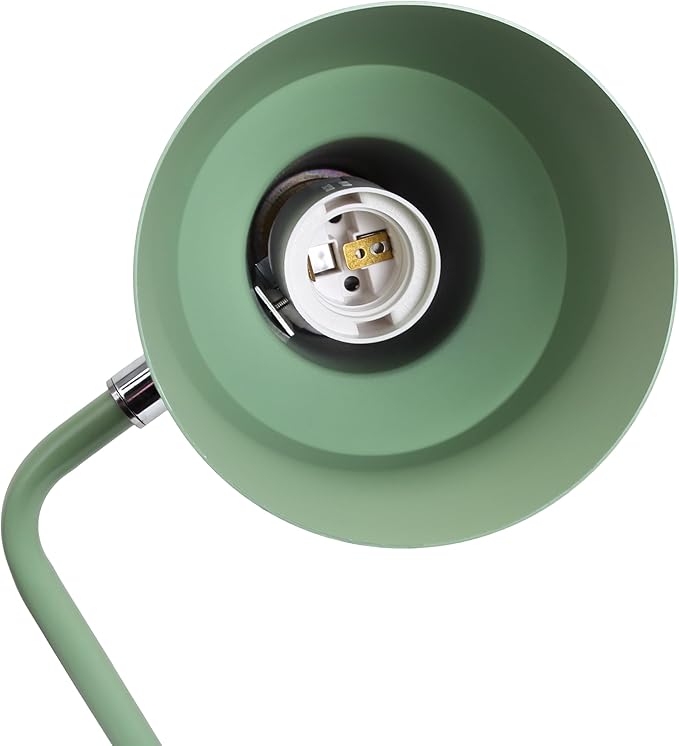 Simple Designs LD1078-SGE 15.2" Sleek Essentials Metal Cone Shade Desk Lamp with Adjustable Shade, for Office, Desk, Nightstand, Dorm, Sage Green