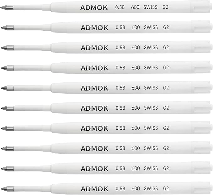 ADMOK 0.5mm Replaceable Standard Pen Gel Refills for BEILUNER Luxury Pens (10pcs)，Smooth and Clean Writing, Compatible with BEILUNER Pen Refill,Pack of 10 (Black Ink)