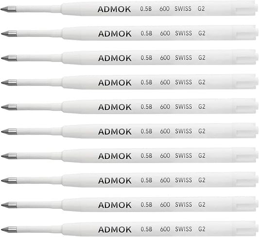 ADMOK 0.5mm Replaceable Standard Pen Gel Refills for BEILUNER Luxury Pens (10pcs)，Smooth and Clean Writing, Compatible with BEILUNER Pen Refill,Pack of 10 (Black Ink)