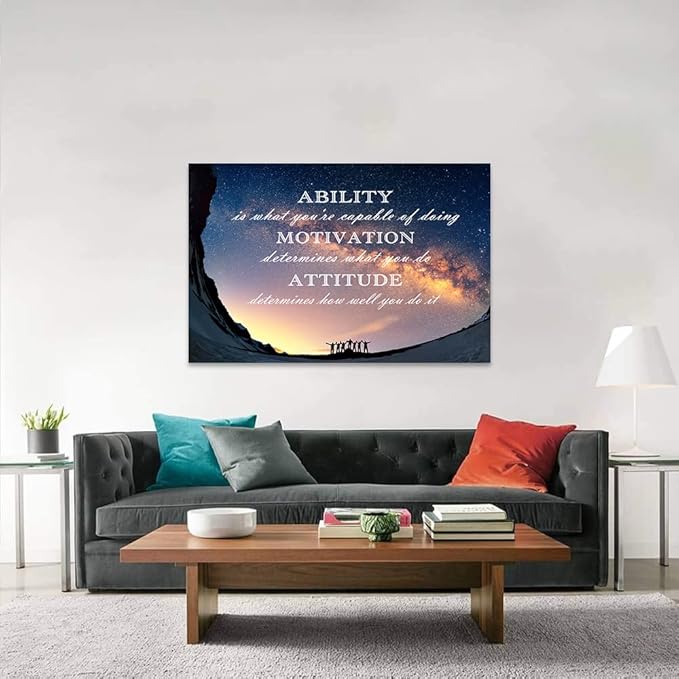 Motivational Quotes Wall Art Motto Inspirational Success Teamwork Canvas Painting Inspirational Entrepreneur Posters and Prints Motivation Attitude Saying Pictures Decor for Office Home (28”Hx44”W)