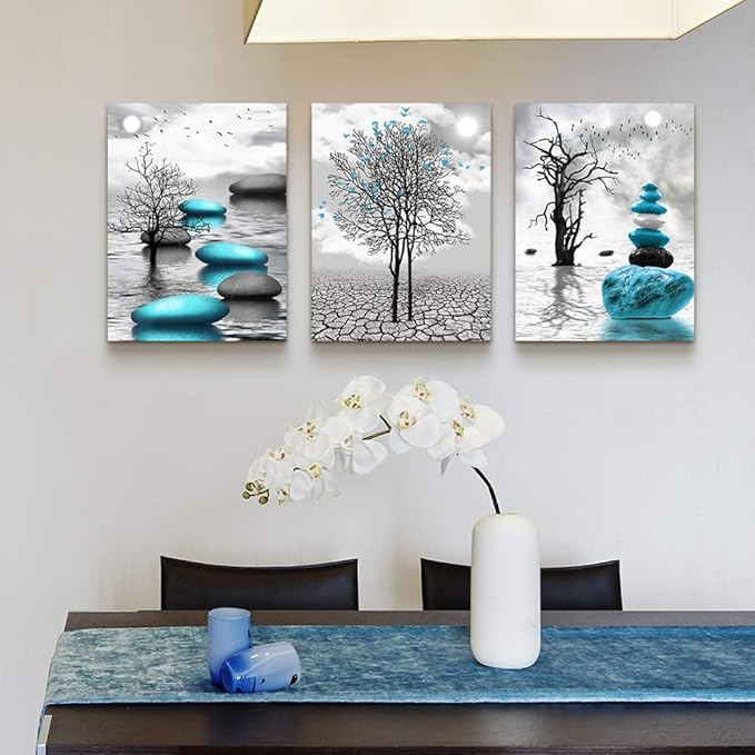 Lapremoly Wall Decor For Living Room Canvas Wall Art For Bedroom Office Decoration Black And White Wall Paintings Inspirational Abstract Blue Pictures Canvas Prints Frame Artwork Home Decor 16x24