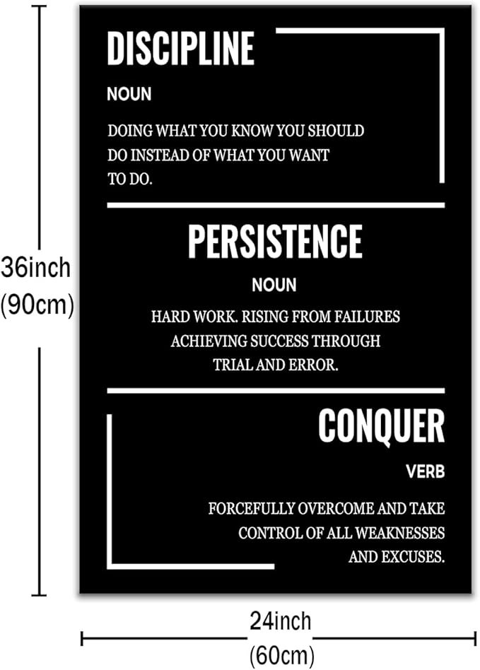 Inspirational Canvas Wall Art Motivational Wall Decor Discipline Poster Print Artwork Positive Picture Painting for Modern Home Classroom Workplace Hallway Modern Office Decoration [24''Wx36''H]
