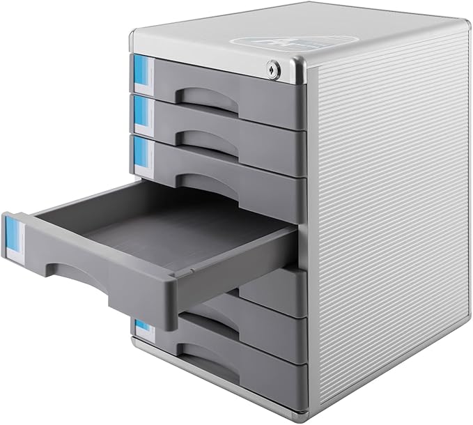 Desk Drawer Organizers,Storage File Boxes Desktop Office File Cabinet Storage Filing Cabinet w/Label Lock,Portable Home Office Filing Cabinet (7 Drawers)