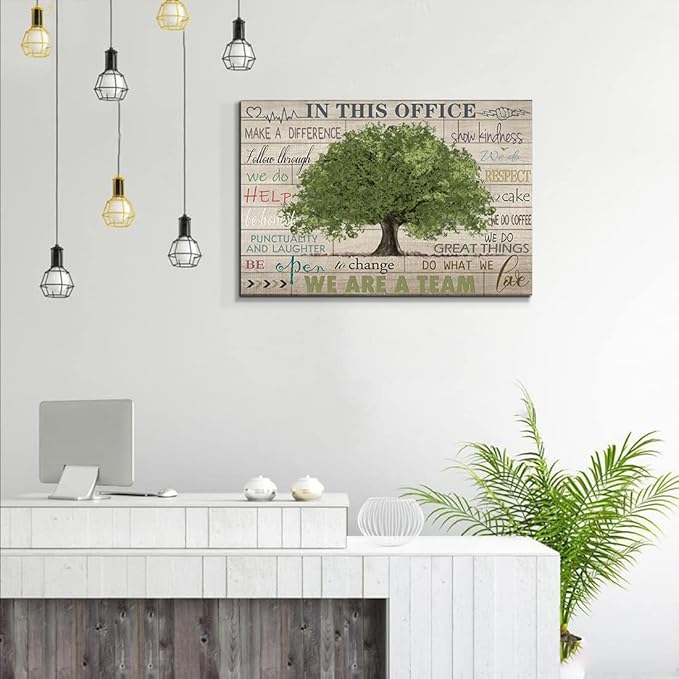 Inspirational Quotes Wall Art Prints Motivational Sayings Wall Decor Rustic Green Tree Picture Posters Framed Canvas Wall Decor for School Office Classroom College Decoration, 16x24 Inch
