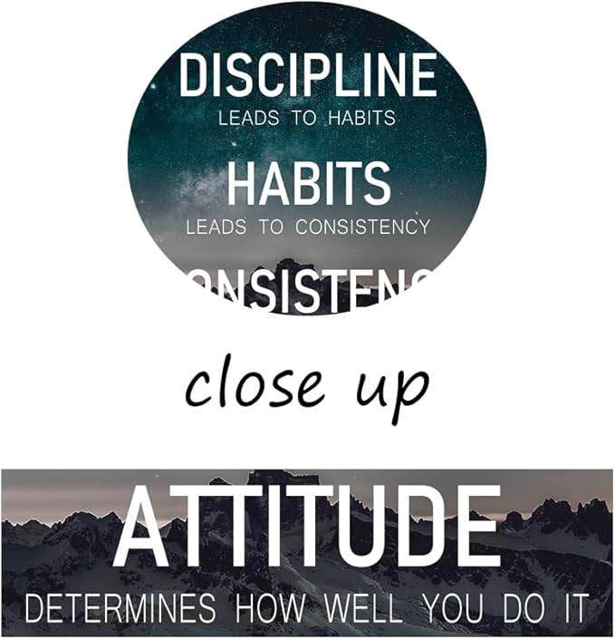 WYJDFART Set of 3 Motivational Wall Art “The Elements of Success:Discipline-Habits-Consistency-Attitude -Determination” Inspirational Wall Decor for Home Gym Bedroom Living Room [60''Wx 28''H]