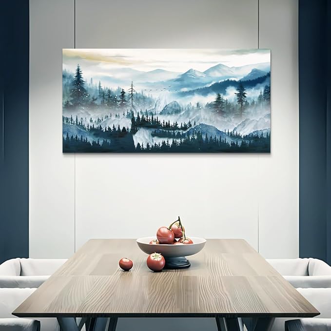 Wapluam Abstract Framed Wall Art For Living Room Large Wall Decor For Bedroom Office Inspiration Pictures Fog forest Wall Painting Canvas Art Prints Artwork Modern Ready To Hang Home Decorations
