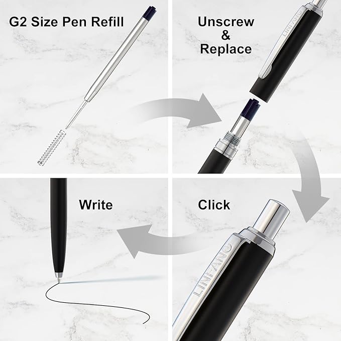 Black Ink Pen Refills Ballpoint Black, 12 Pack Ballpoint Pen Refills Medium Point 1.0mm Tip Smooth Writing Pen Refill (12 Black)