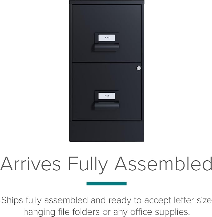 Office Dimensions 18" Deep 2 Drawer Premier Height File Cabinet, Black