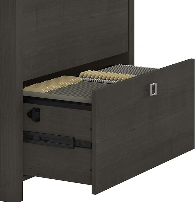 Bush Furniture Lateral File Cabinet with Satin Silver Hardware | Echo Collection 2 Drawer Filing Unit for Home Office or Professional | 31Wx20Lx30H
