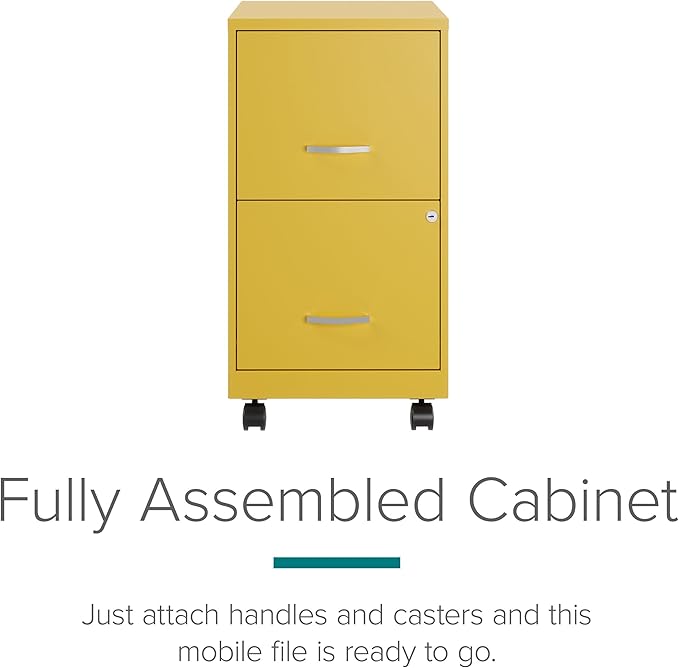 Hirsh Industries Space Solutions 18" D 2Drawer Mobile Metal Vertical File Cabinet Yellow/Goldfinch