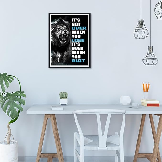 Novatique Motivational Wall Decor Inspirational Wall Art Motivational Success Canvas Painting Lion Animals Quotes Office Decor Ready to Hang,12 x 16inch