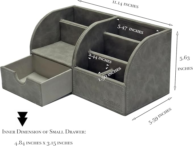 UnionBasic Desk Organizer - Multifunctional Leather Desktop Pen Holder Storage Box - Business Card/Pen/Pencil/Mobile Phone/Stationery Holder
