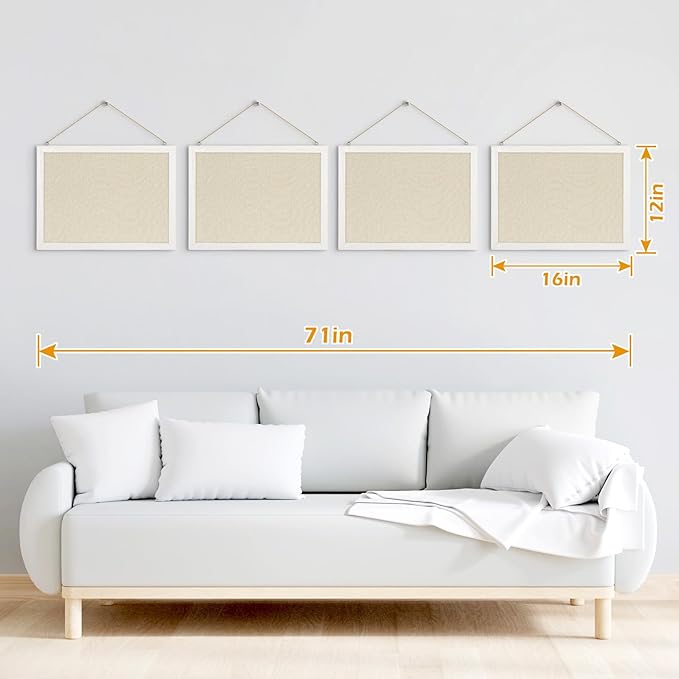 DOLLAR BOSS Bulletin Boards with Linen 1-Pack 16''X 12'' Double-Sided Cork Board for Walls Wood Framed Bulletin Boards, Small Pin Board for Home Kitchen Office Decorative Hanging 10 Pushpins