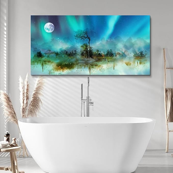 MHARTK66 Canvas Wall Art For Living Room Large Decoration For Bedroom Wall Decor Office Abstract Auroral Scenery Wall Paintings Framed Prints Pictures Artwork Hotel Room Home Decor 20x40 In