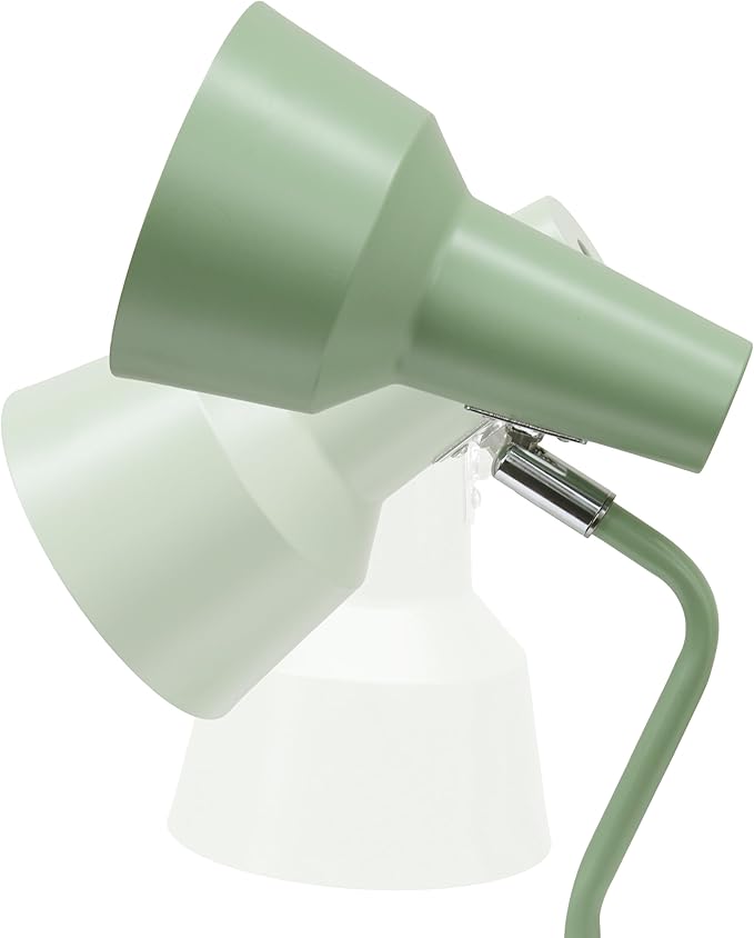 Simple Designs LD1078-SGE 15.2" Sleek Essentials Metal Cone Shade Desk Lamp with Adjustable Shade, for Office, Desk, Nightstand, Dorm, Sage Green
