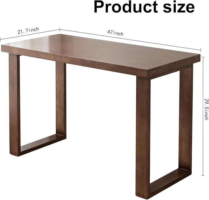 Solid Wood Desk, Wooden Computer Desk for Home Office, Gaming Study Desk for Small Spaces, Writing Work Desk for Bedroom,Easy Assembly (Walnut Color 47inch)