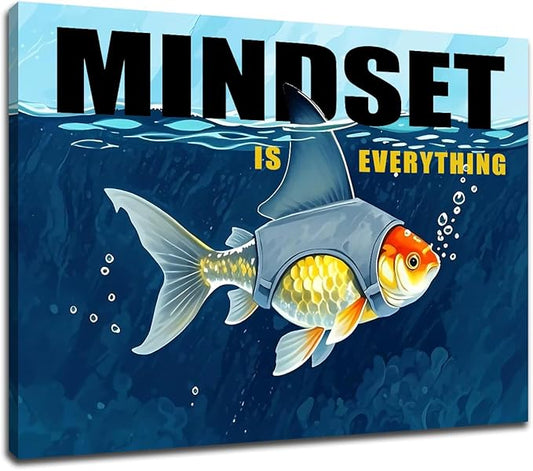 Large Size Inspirational Quotes Mindset is Everything Motivational Poster Print Positive Painting Picture Artwork for Modern Home Living Room Gym Workplace Wall Decor Ready to Hang [40''Wx 30''H]