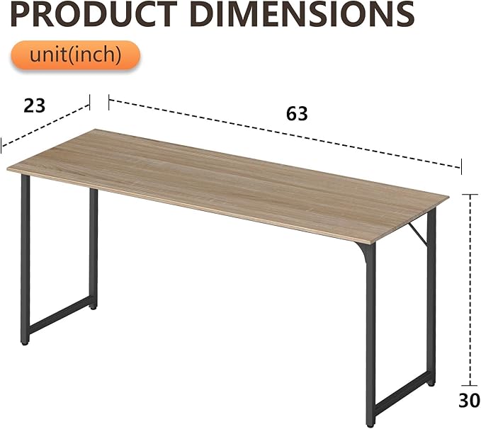 BestOffice Computer Desk,Home Office Desk, Modern Simple Style for Home Office Study Writing (Nature, 63 Inch)