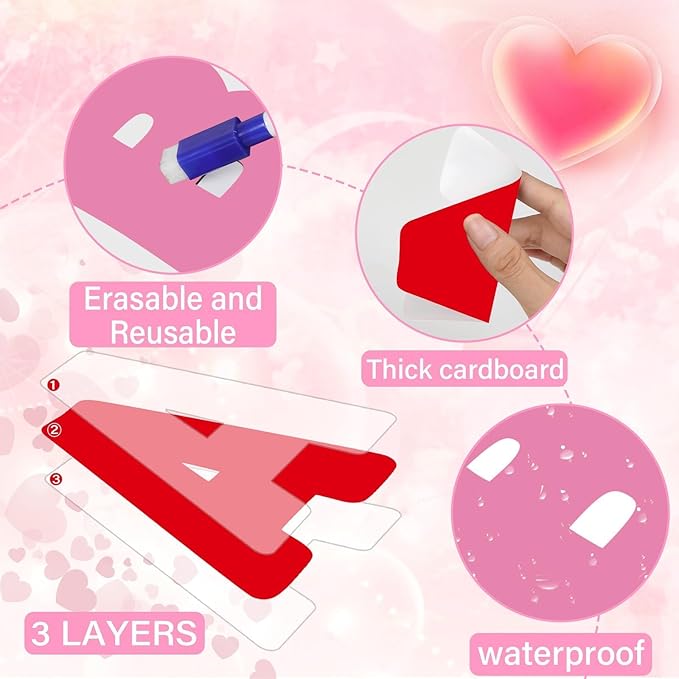 150 PCS Large 7" Font Valentines Bulletin Board Letters and Punctuation Cutouts Set, Valentine's Day Pink Red Letters Bulletin Board Decoration for School Classroom Alphabet Poster Wall Decor
