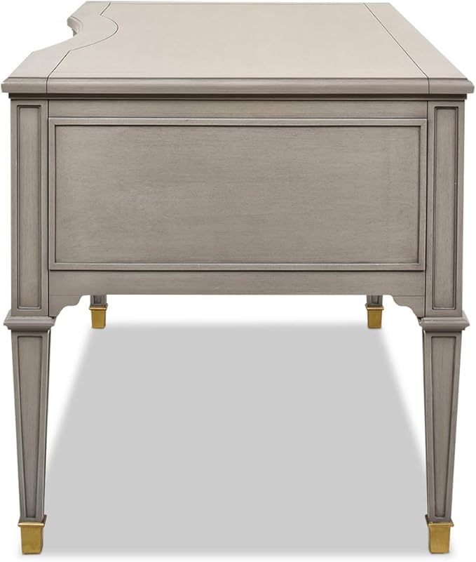 Jennifer Taylor Home JTH Luxe Dauphin Gold Accent 5-Drawer Executive Desk