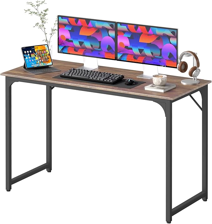 BestOffice Computer Desk,Home Office Desk, Modern Simple Style for Home Office Study Writing (Brown, 47 Inch)