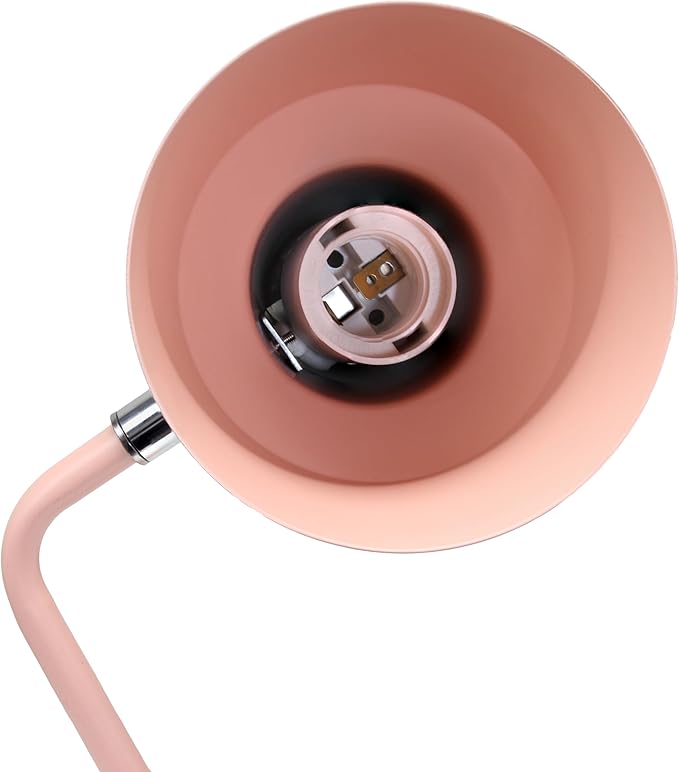 Simple Designs LD1078-BPK 15.2" Sleek Essentials Metal Cone Shade Desk Lamp with Adjustable Shade, for Office, Desk, Nightstand, Dorm, Blush Pink