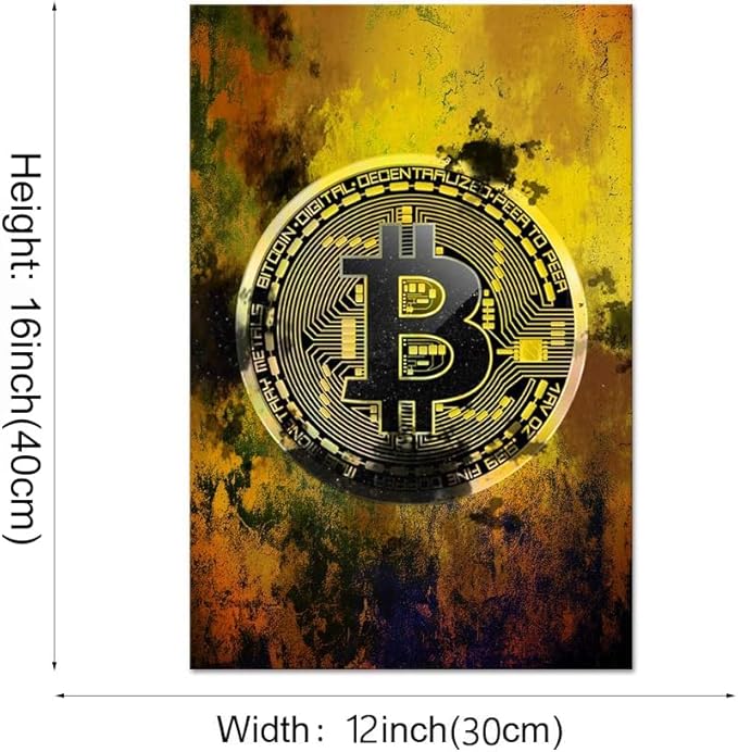 Modern Inspirational Canvas Wall Art Bitcoin Motivational Painting Hodl Crypto Btc Inspiration Motivation Posters Cryptocurrency Trader Hodler Artwork for Office Home Wall Decorations (12x16 in)