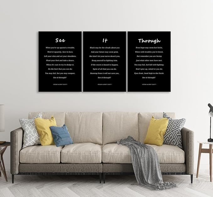 WYJDFART Inspirational Wall Art See It Through Poem Positive Quotes Motivational Wall Decor Printed 3-Piece Canvas Poster for Office Bedroom and Living Room Ready to Hang [60''Wx 28''H]