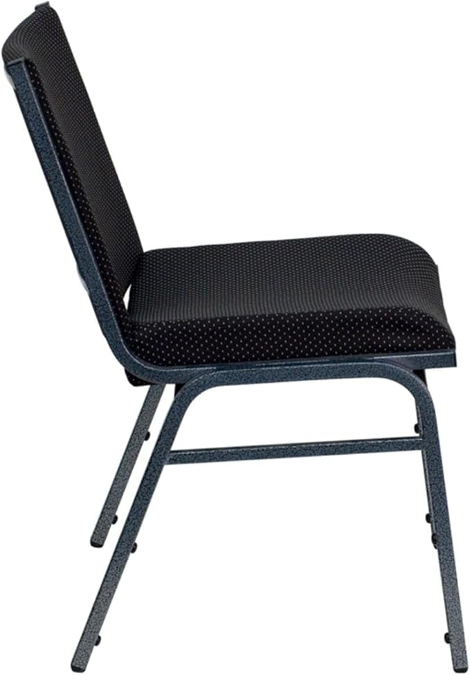 Flash Furniture HERCULES Series Heavy Duty Black Dot Fabric Stack Chair with Ganging Bracket