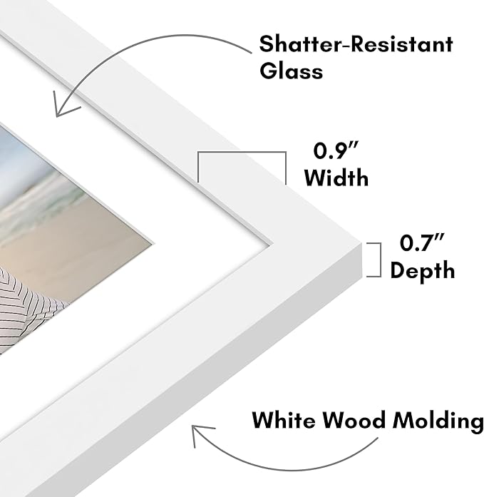 Americanflat 4x6 Double Picture Frame with Shatter-Resistant Glass - Fits Two 4x6 Photos or use as One 6x14 Frame - Signature Collection - Collage Frames for Tabletop and Wall Display - White