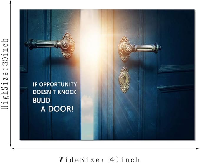 Success Inspirational Canvas Wall Art If Opportunity Doesn't Knock Build a Door Motivational Motto Pictures Painting Modern Inspiring Posters Prints Artwork Office Home Classroom Decor (28”Hx44”W)