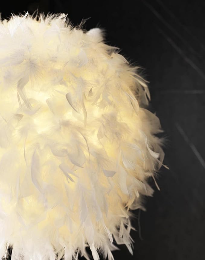 Floor Lamp, Elegant White Feather Standing Lamps with On/Off Switch
