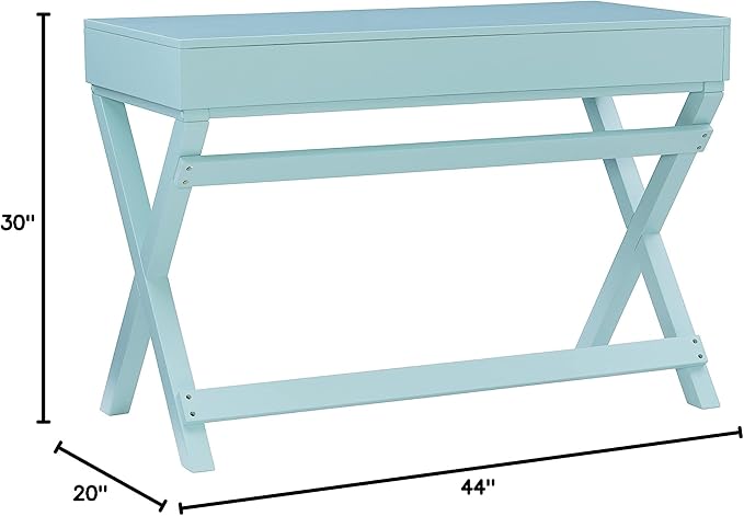 Linon Home Décor Jaycee Blue Writing Desk, 20"D x 44"W x 30"H, Blue