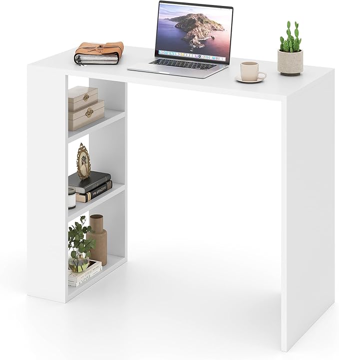 Giantex Small Computer Desk, 36 Inch Compact Home Office Desk with Storage Open Shelves & Anti-Tipping Kit, Makeup Vanity Table, Student Teen Study Writing Desk for Small Space, White