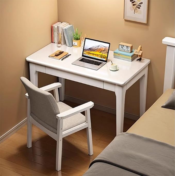 Writing Study Computer Desks with Drawer,Farmhouse Executive Desk with Storage,Modern Wood Home Office Desk for Study, Living Room, Bedroom,A,80 * 40cm