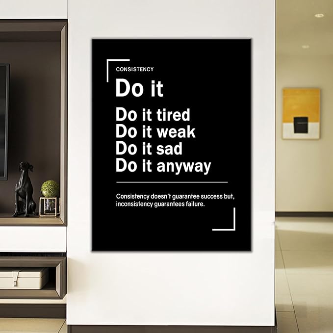 Motivational Quotes Canvas Wall Art Painting Poster for Home Black and White Inspirational Sign Picture Print Wall Decor Artwork for Living Room School Office Gym Stretched and Framed [30''Wx 40''H]