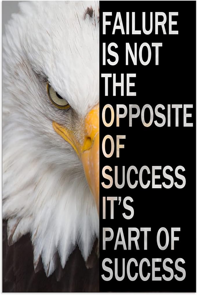 Motivational Canvas Office Print Wall Art Eagle Animal Inspirational Picture Animal Poster Painting Modern Inspiring Artwork Bedroom Living Room Office Decor Frame Ready to Hang[24''W x 36''H]