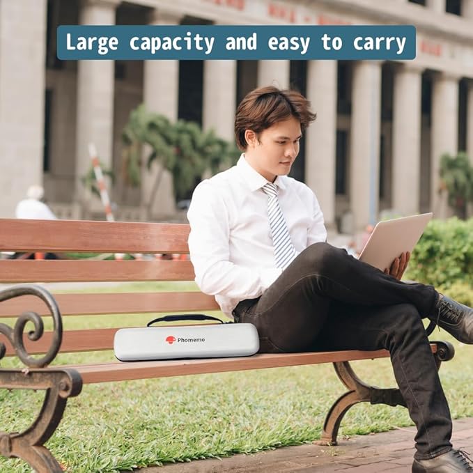 Phomemo 2025 New Version M08F Printer White Bag, M08F Portable Bag Lightweight for Travel, Compatible with HPRT MT800/MT800Q, M08F/M08E/P831/TP81, A886/A887, Portable Thermal Printers (Box Only)