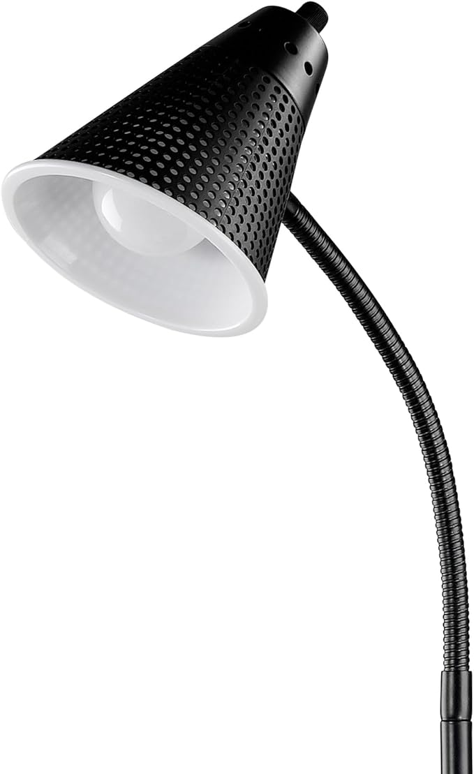 Globe Electric x Novogratz 12708 59" 1-Light LED Integrated Floor Lamp, Matte Black, Plastic Mesh Shade, E26 Bulb Included, Adjustable Spotlight, Modern Standing Light for Bedroom or Office