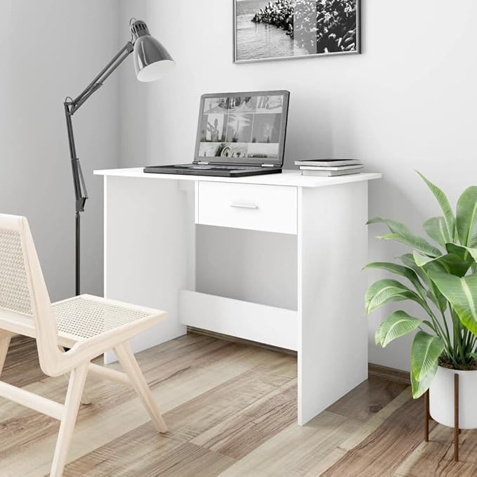 Writing Desk Study Table Computer Desk with Storage Shelves Desk White 39.4"x19.7"x29.9" Chipboard Easy Assemble for Living Room Home and Office