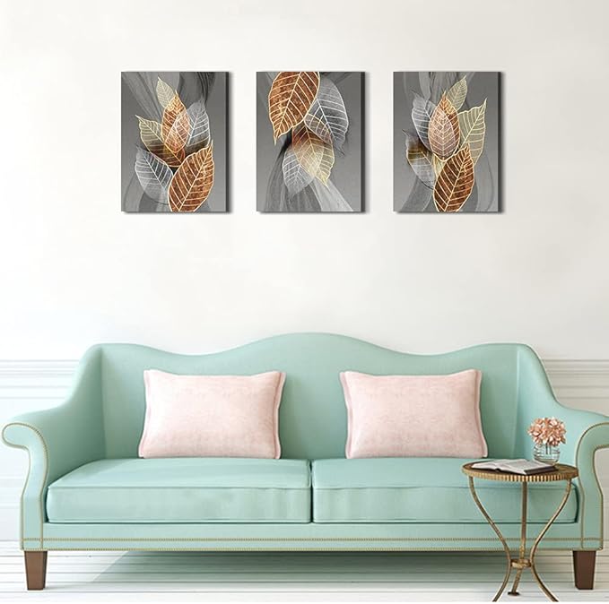 Canvas Wall Art For Living Room Family Wall Decorations For Kitchen Modern Bathroom Wall Decor Black Paintings Abstract Leaves Pictures Artwork Inspirational Canvas Art Bedroom Home Decor 3 Pieces