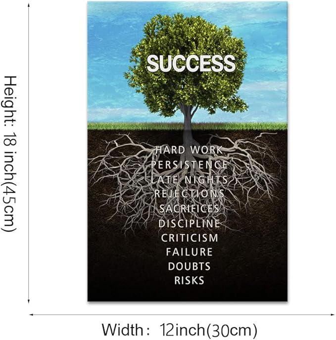 Yatsen Bridge Successful Tree Canvas Wall Art Modern Artwork Motivational Teamwork Entrepreneur Quotes Print Poster Stretched by Wooden Frame for Office Gym Decor - 12''W x 16''H