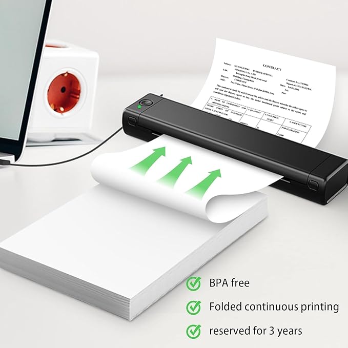 500-Sheet Thermal Printing Paper of Continuous Folded Great Value Pack, 8.5 x 11 Inches (US Letter Size) for N80/ A28U/ PD-A4 Thermal Portable Printer, Inkless Wireless Printers, Office Supplies.