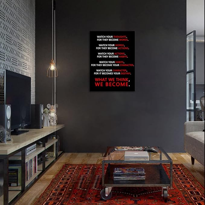 Watch Your Thoughts Pictures Inspirational Wall Art Motivational Posters Prints on Canvas Positive Modern Inspiring Entrepreneur Quotes Artwork Home Office Decor Framed Ready to Hang [30″W X 40″H]