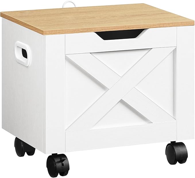 Rolling Filing Cabinet, Small File Cabinet Under Desk with Single Drawer, Hanging File Organizer for A4/Letter-Size Documents, Organizer Box, for Home Office, White and Natural FCBN4001