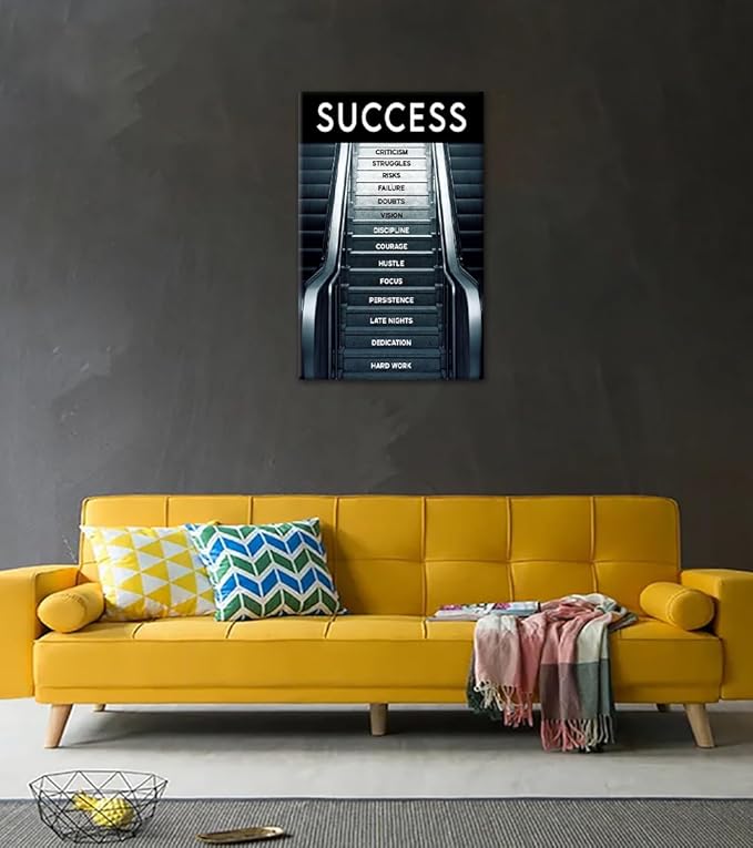 Inspirational Artwork for Home Walls Large Ladder to Success Canvas Paintings Posters and Prints Abstract Success Factors Artwork for Coffee Shop Reading Room Decor Framed Easy to Hang-28x44 inches